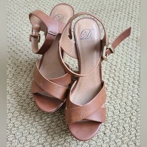 Brown Leather Wedge Heels